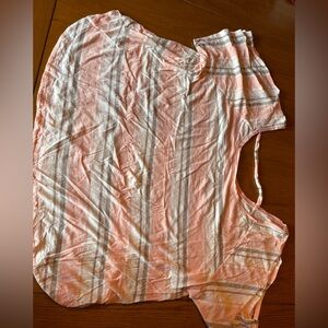 Cato plus size 26/28W  Pink and White , cold shoulder Striped Top